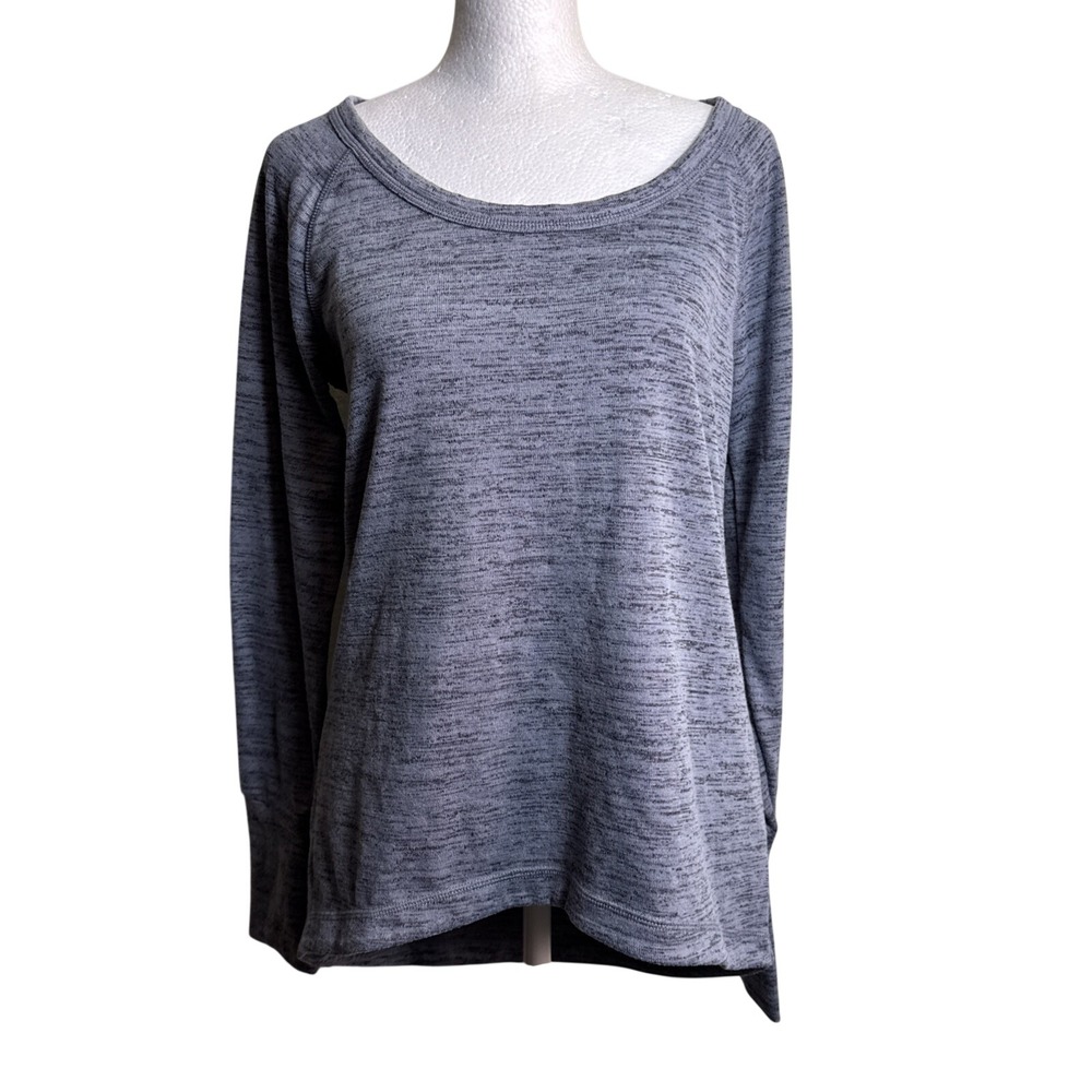 Athleta No Sweatin'‎ It Sharkbite Sweater Grey Heather Knit Top S 243265